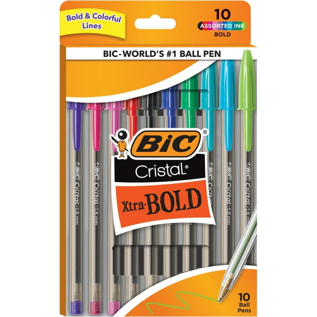 BIC Cristal Xtra Smooth Ballpoint Pen, Medium Point, 1.0 mm, Black Ink, 10 Count