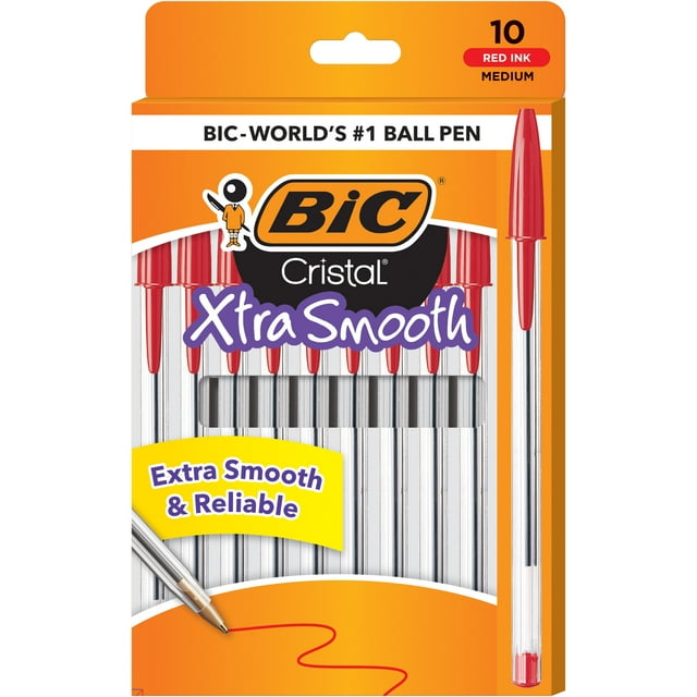 BIC Cristal Xtra Smooth Ballpoint Pen, Medium Point, 1.0 mm, Black Ink, 10 Count