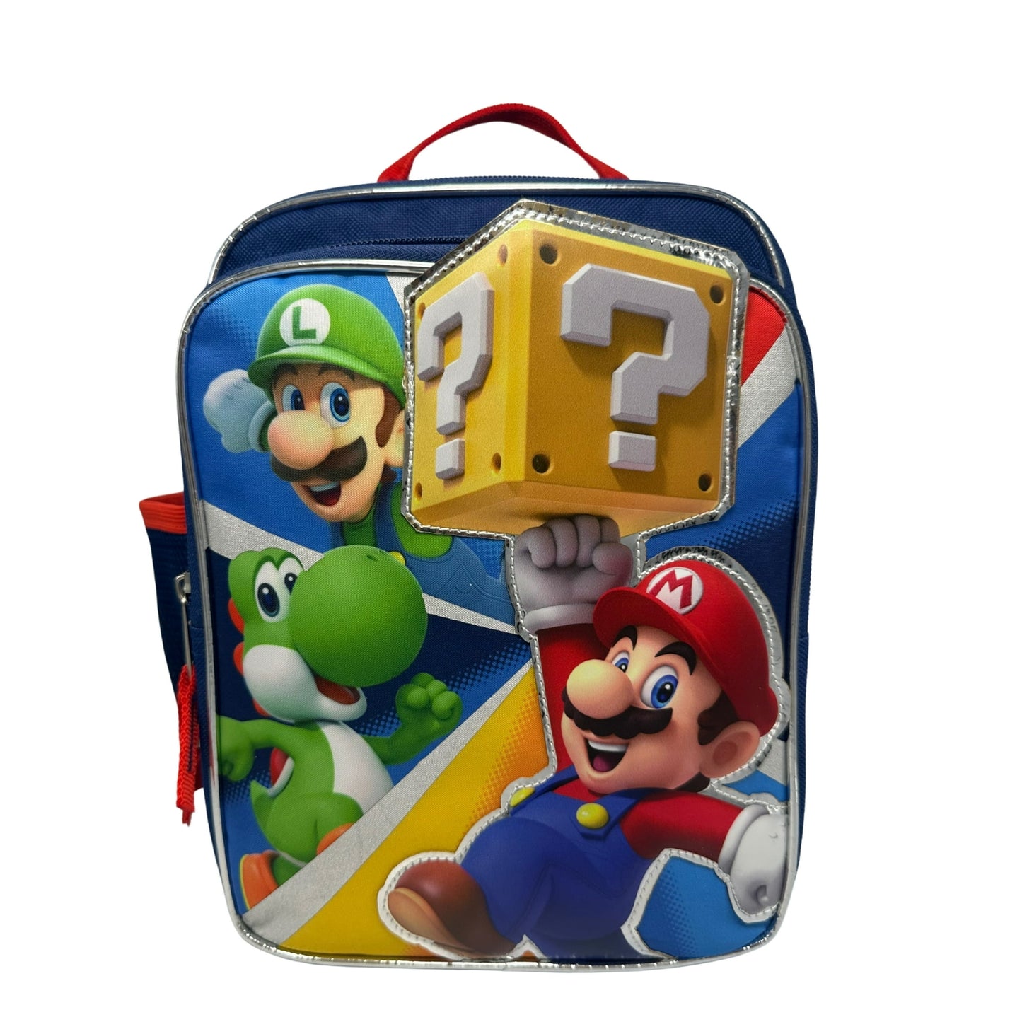 Backpack with Super Mario and Luigi characters on a white background