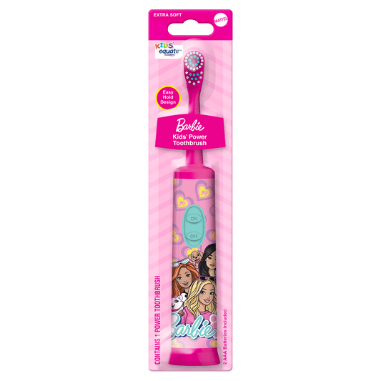Battery-powered kids electric toothbrush – Barbie themed, extra-soft bristles, ergonomic grip