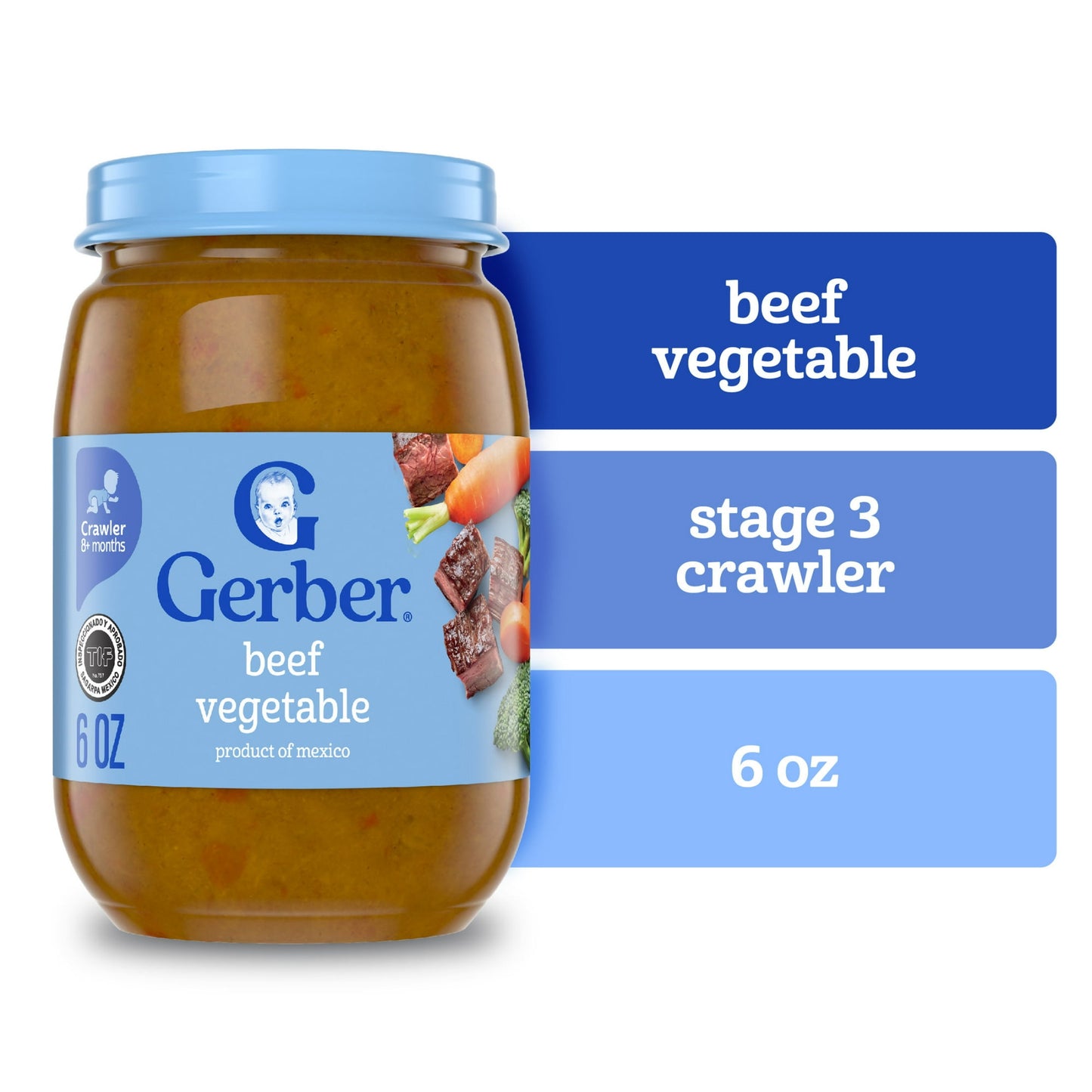 Beef and vegetable baby food, 6 oz jar – hearty stage 3 puree meal for older infants and toddlers.