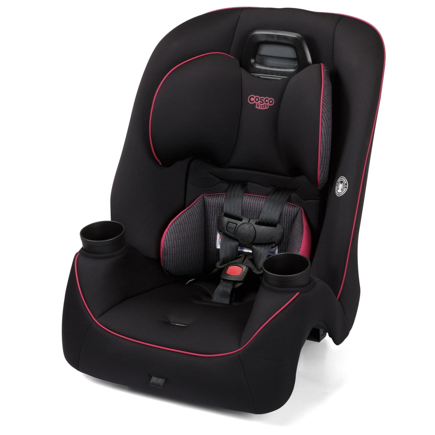 Black and red car seat on a white background