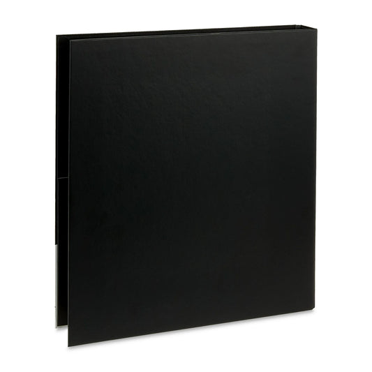 Black ring binder on a white background