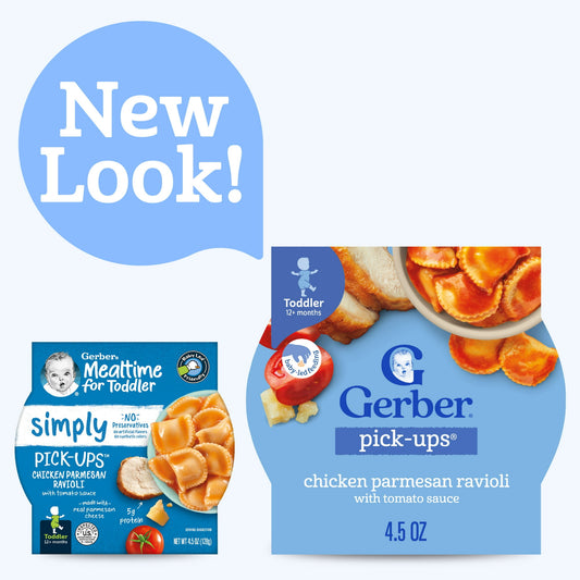 Chicken parmesan ravioli with tomato sauce – 4.5 oz ready-to-serve toddler meal tray.