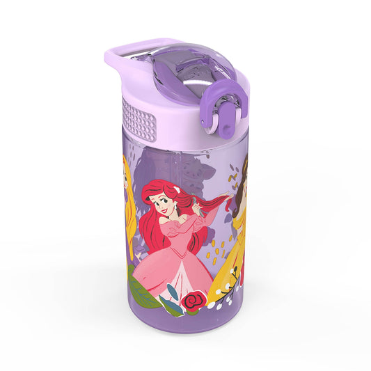 Children's water bottle with princess design on a white background