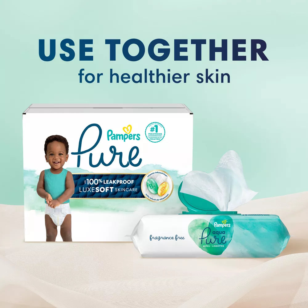 Pampers Pure Baby Diapers, Up to 100% Leakproof, Premium Hypoallergenic Soft Diapers
