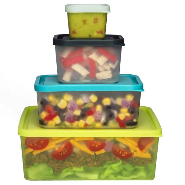 Bentology Snack Buddies - Mini Bento Snack Lunch Box with 4 Portion Control Meal Containers and Lids (Lime)