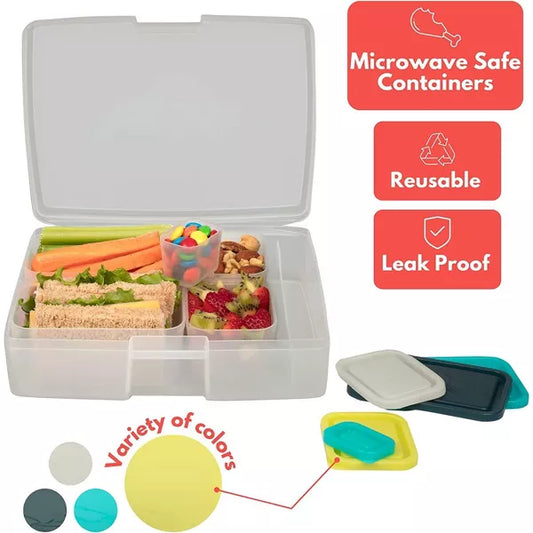 Bentology Lunch Box Set w 5 Removable Nesting Containers- Adaptable Inner Compartment Portion Sizes - Leakproof Durable & BPA Free- Dishwasher Safe