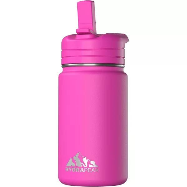 Hydrapeak Mini 14oz Kids Stainless Steel Insulated Water Bottle With Leak Proof Straw Lid