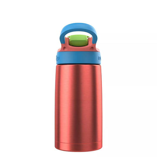 Contigo Kids' 13oz Stainless Steel Painted Coral Water Bottle Blue Poppy: Insulated, Spillproof, Dishwasher-Safe