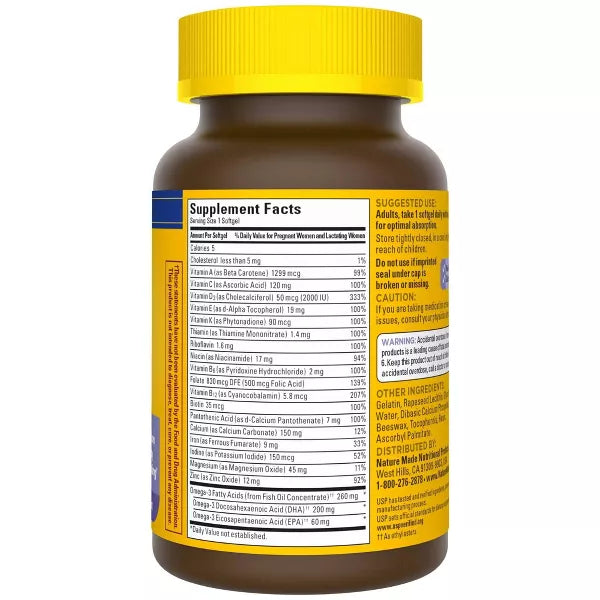 Nature Made Postnatal Multi + DHA, Postnatal Vitamins with Iron & Vitamin D Softgels - 60ct