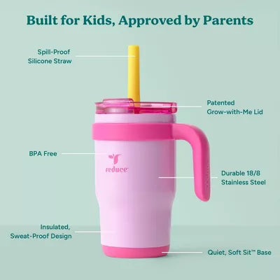Reduce Coldee Kids Mugs with Spill-Proof Straw 14oz 2pk