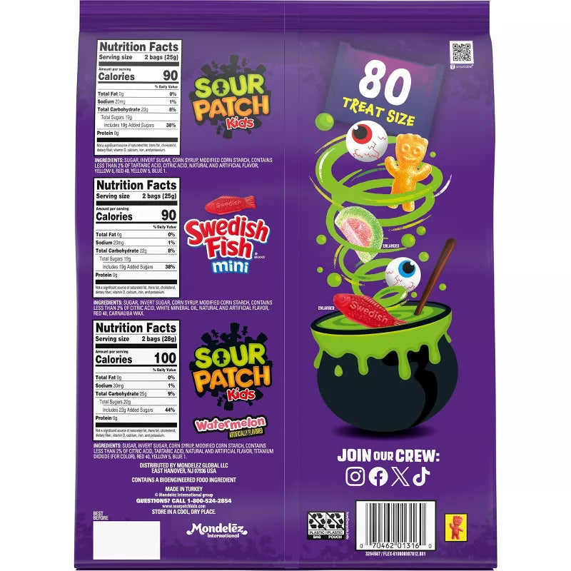 SOUR PATCH KIDS Watermelon & Swedish Fish Halloween Candy Variety Pack