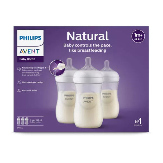Philips Avent 3pk Natural Baby Bottle with Natural Response Nipple - Clear - 9oz