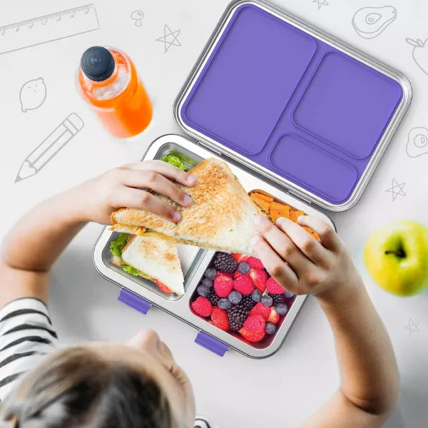 Bentgo Kids' Stainless Steel Leakproof 3 Compartments Bento-Style Lunch Box