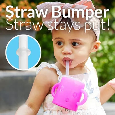 PopYum Silicone Training Cup with Straw + Lid 2-Pack for Baby, Infant and Toddler, Tumbler, Sippy, handles, 5 ounce (blue, orange)