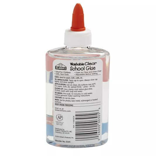 Elmer's 5oz Washable School Glue - Clear: Liquid Glue