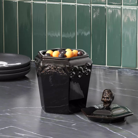 28 fl oz Stoneware Candy Bowl with Lid Black - Threshold