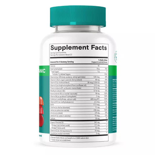 SmartyPants Organic Prenatal Multi & Vegetarian Omega 3 & Folate Gummy Vitamins - 90 ct