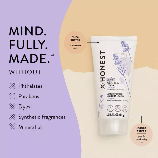 The Honest Company Calm Face + Body Lotion - Travel Size - Lavender- 1 fl oz