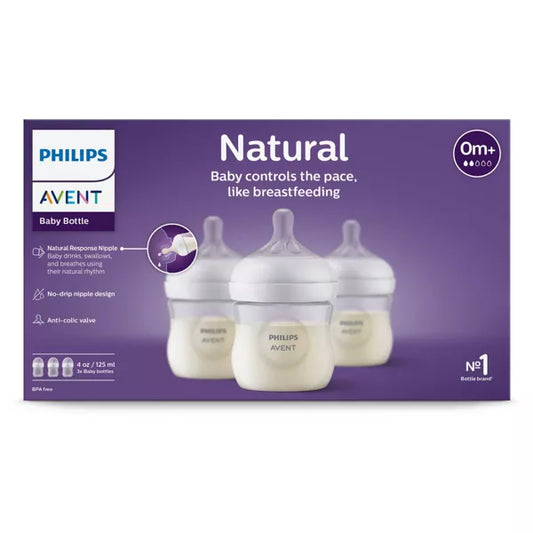 Philips Avent 3pk Natural Baby Bottle with Natural Response Nipple - Clear - 4oz