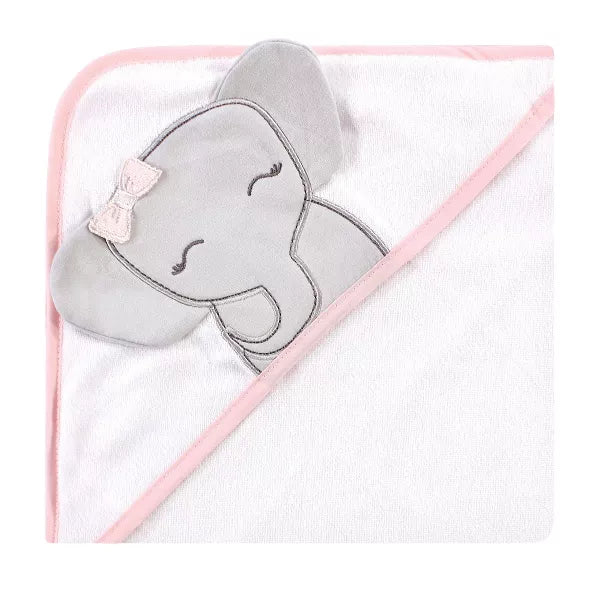 Hudson Baby Infant Girl Cotton Rich Hooded Towels, Cute Elephant, One Size