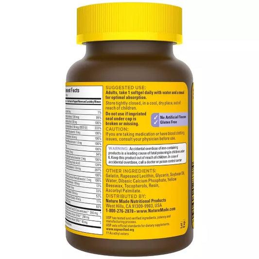 Nature Made Postnatal Multi + DHA, Postnatal Vitamins with Iron & Vitamin D Softgels - 60ct