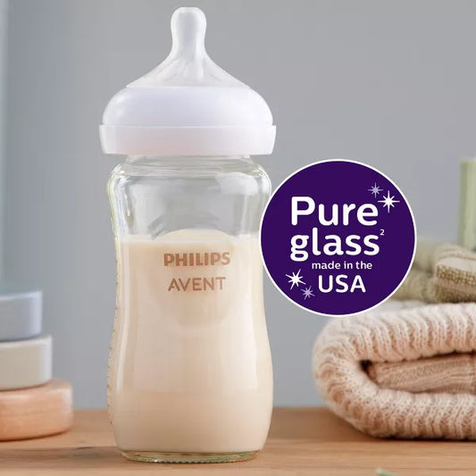 Philips Avent Glass Natural Baby Bottle with Natural Response Nipple - 8oz