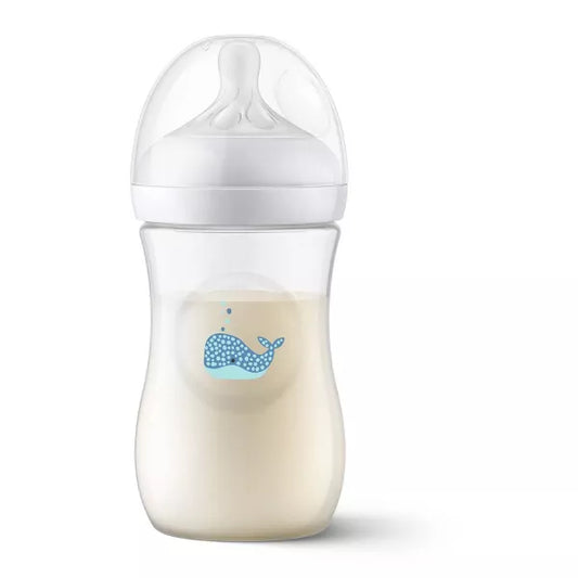 Avent Philips Natural Baby Bottle with Natural Response Nipple - Whales - 9oz/3pk