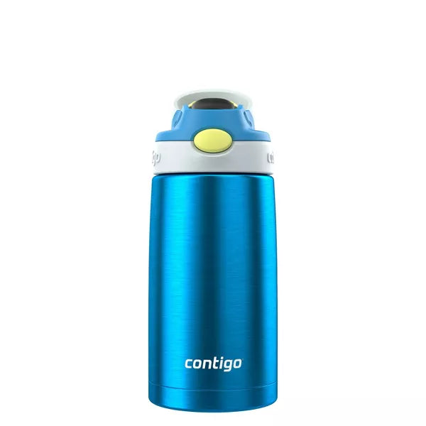 Contigo Kids' 13oz Stainless Steel Painted Blue Poppy Water Bottle Glacier: Toddler Insulated, Spillproof, Leakproof