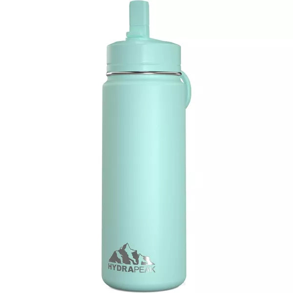 Hydrapeak 20oz Kids Stainless Steel Leak Proof Water Bottle with Straw Lid and Flexible Handle
