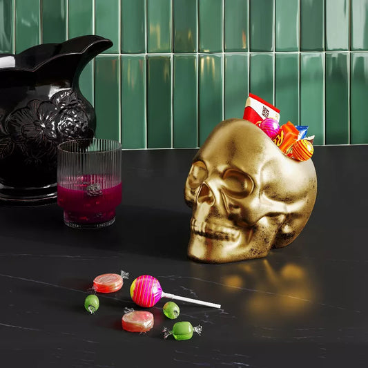 Stoneware Skull Candy Bowl Gold - Threshold