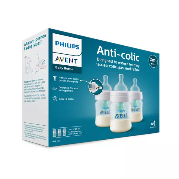 Philips Avent 3pk Anti-Colic Baby Bottle with AirFree Vent - Clear - 4oz