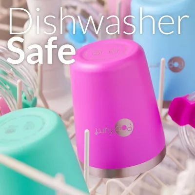 PopYum 9oz Insulated Stainless Steel Kids’ Cups with Lid and Straw, 2-Pack, Purple & Pink, stackable, sippy, baby, child, toddler, tumbler