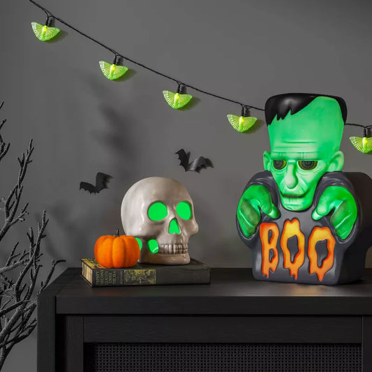 12" Lit Monster Boo Blow Mold Halloween Decorative Prop Green - Hyde and EEK! Boutique