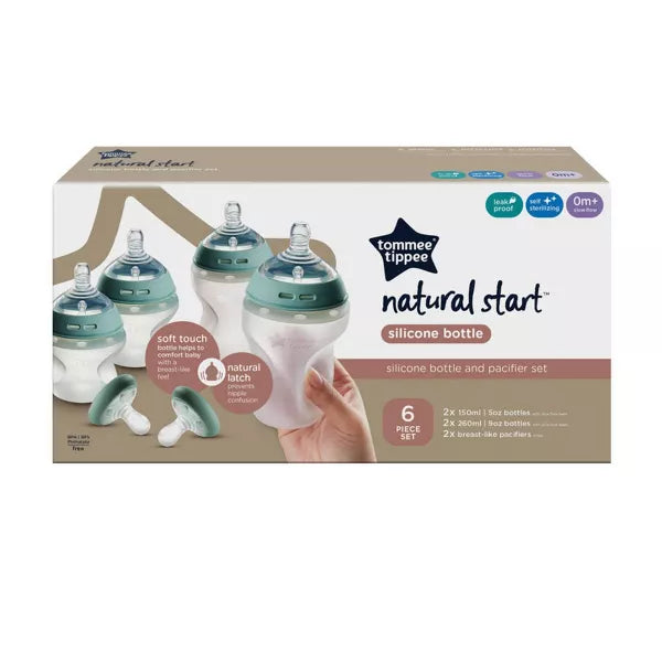Tommee Tippee Natural Start Most Breast Like Silicone Bottle Set - 6pc