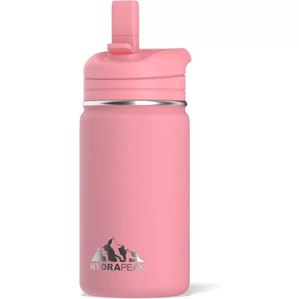 Hydrapeak Mini 14oz Kids Stainless Steel Insulated Water Bottle With Leak Proof Straw Lid