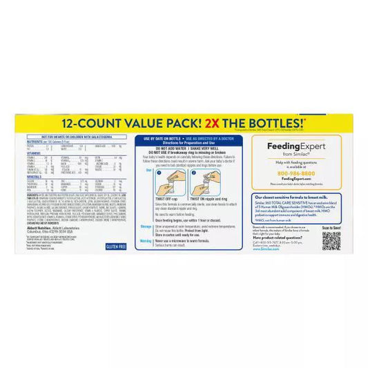 Similac 360 Total Care Sensitive Non-GMO Ready to Feed Powder Infant Formula - 2 fl oz Each/12ct