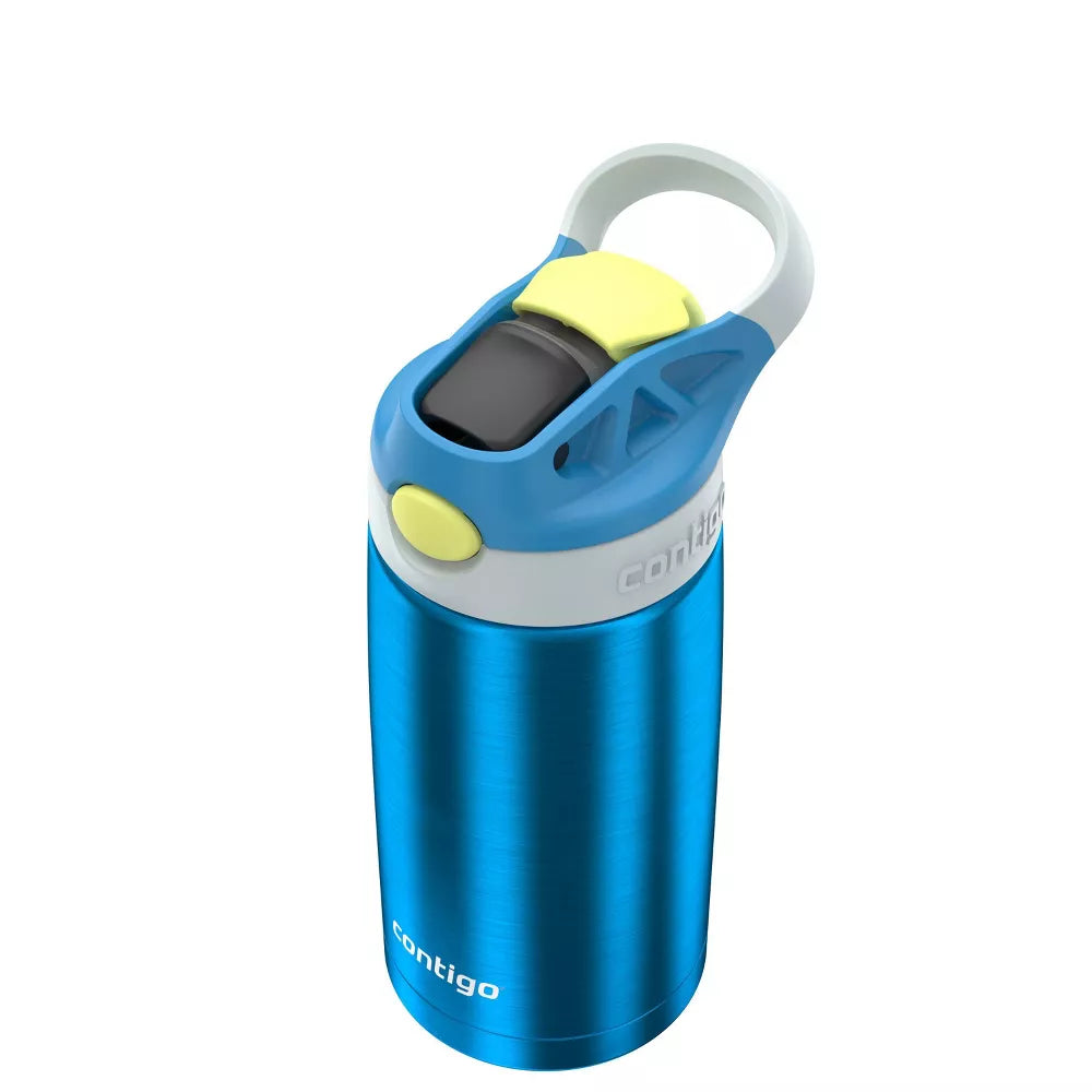 Contigo Kids' 13oz Stainless Steel Painted Blue Poppy Water Bottle Glacier: Toddler Insulated, Spillproof, Leakproof