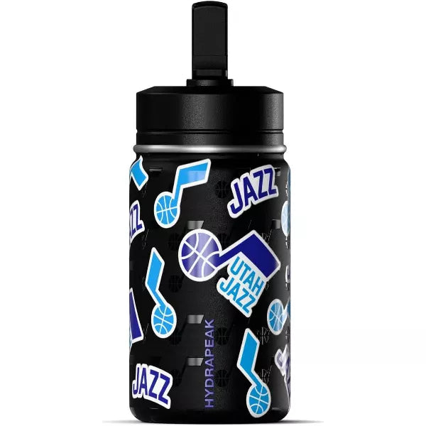 NBA Utah Jazz 14oz Kids Stainless Steel Water Bottle With Straw Lid and Flexible Handle