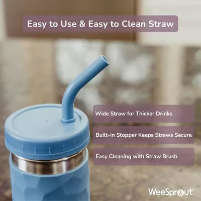 WeeSprout 2-in-1 Drinking Cups for Kids, Durable Stainless Steel Tumbler for Smoothies Kid Cups, Set of 4 8OZ