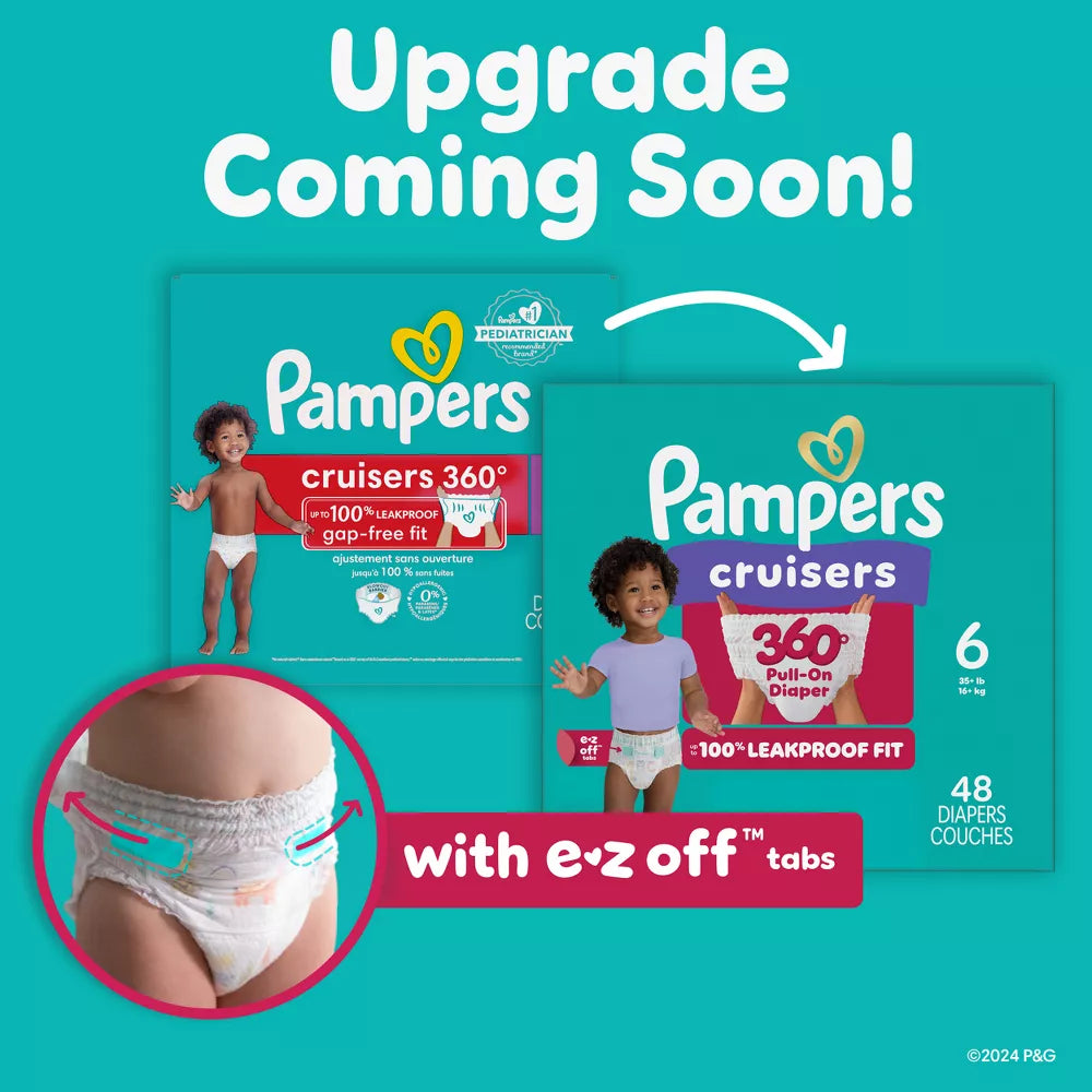 Pampers Cruisers 360 Pull-On Diapers, Babyproof up to 100% leakproof diaper