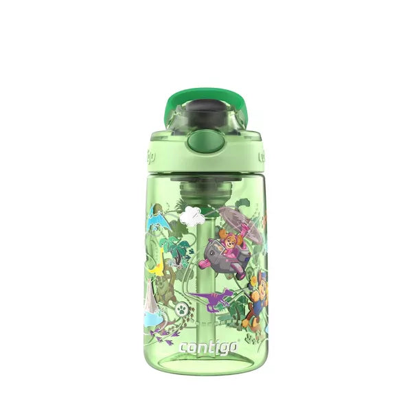 Contigo 14oz Plastic Paw Patrol Kids' Dino Treks Aubrey Cleanable Autospout Water Bottle Green