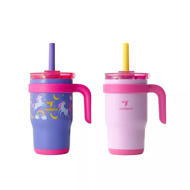 Reduce Coldee Kids Mugs with Spill-Proof Straw 14oz 2pk