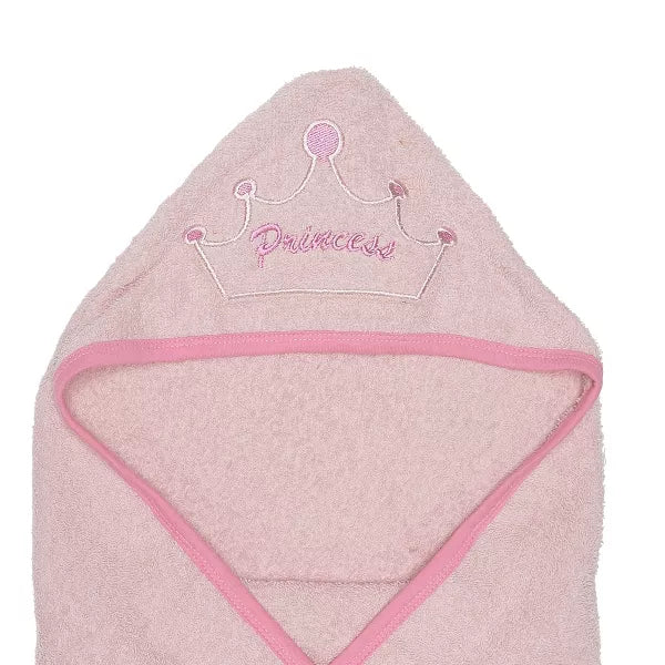 Everyday Kids Hooded Bath Towel for Girls, 3D Pink Princess with Crown, Soft Terry Cloth, Absorbent, Baby Girl Bath Time Essential