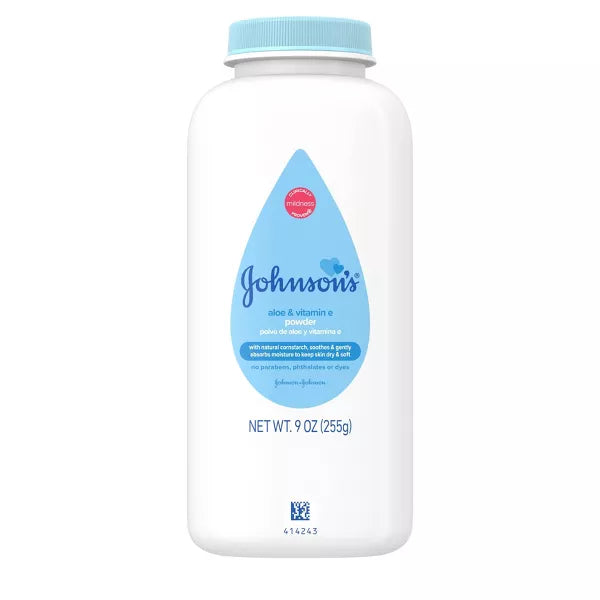Johnson's Naturally Derived Cornstarch Baby Powder, Aloe & Vitamin E, Hypoallergenic - 9oz