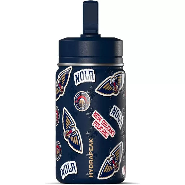 NBA New Orleans Pelicans 14oz Kids Stainless Steel Water Bottle With Straw Lid and Flexible Handle