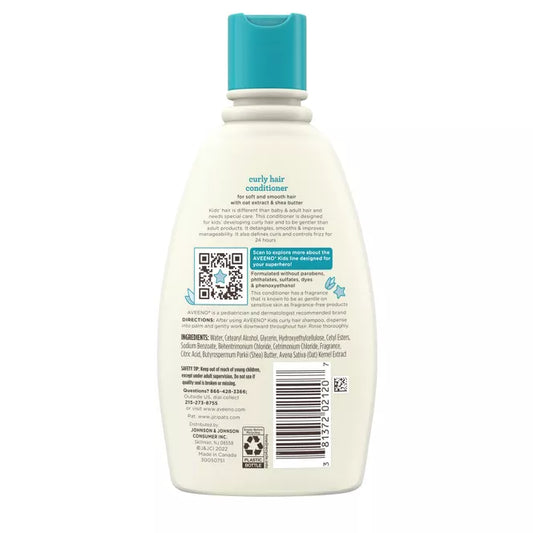 Aveeno Kids' Curly Hair Hydrating Conditioner, Curly Hair Products with Shea Butter, Gentle Scent - 12 fl oz