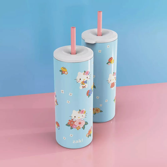 Zak Designs Stainless Steel Vacuum Insulated Hello Kitty Straw Tumbler 16 fl oz