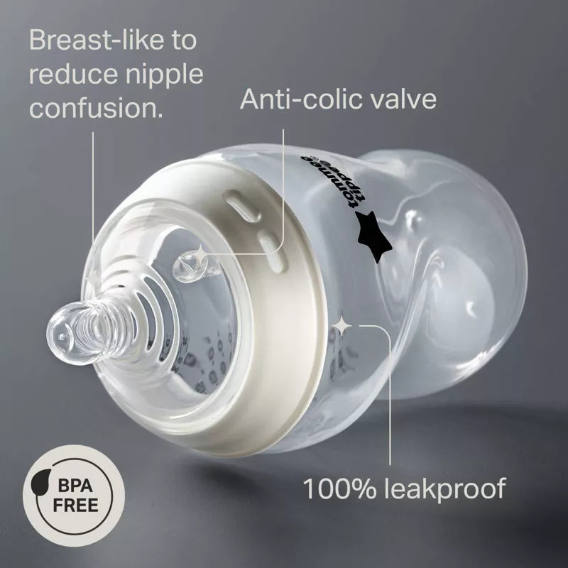 Tommee Tippee Natural Start Slow-Flow Breast-Like Nipple Anti-Colic Baby Bottle - 9oz/3pk
